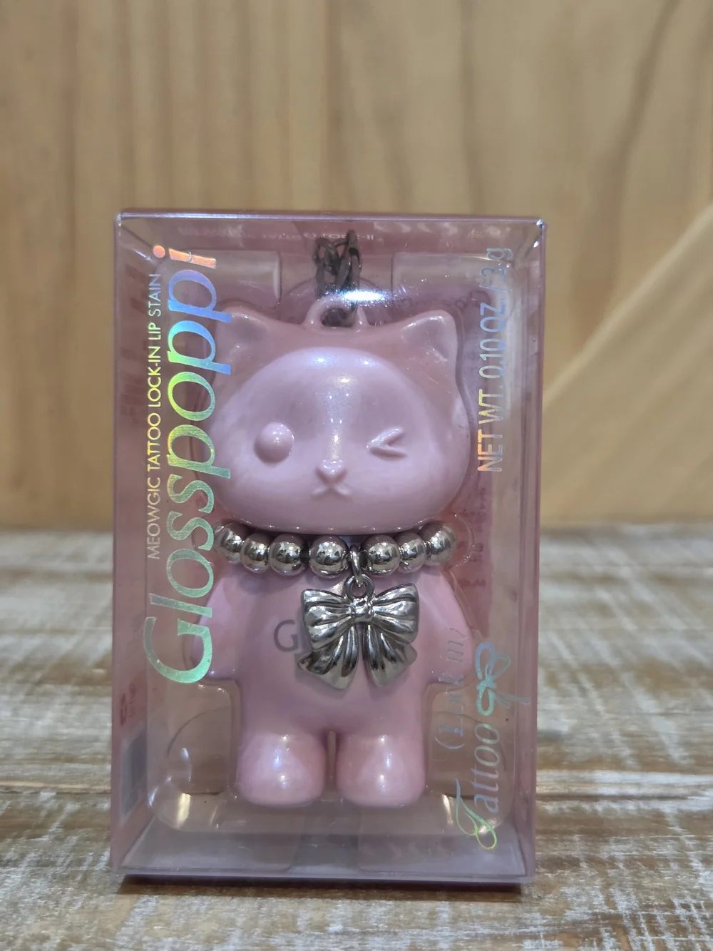 NIP | Glosspoppi Pink Cat Lip Stain Keychain | Inferno 003